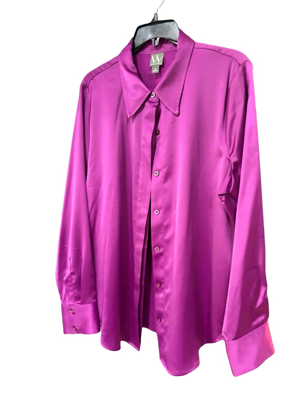 Worthington Purple/Pink Satin Button-Up Blouse
